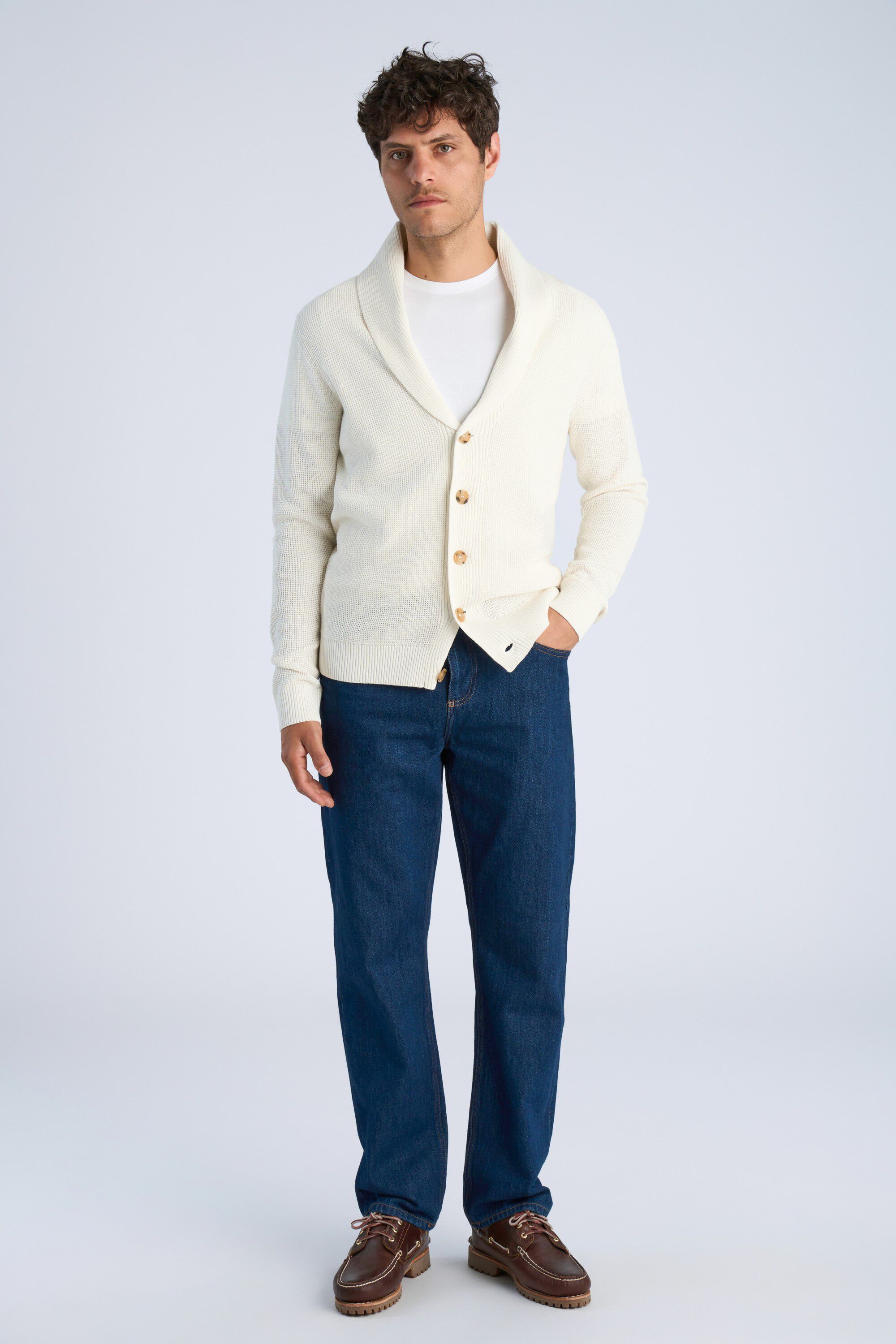 Recycled shawl collar cardigan