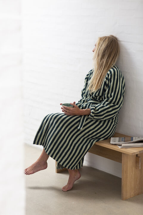 Naram Bathrobe - seafoam & deep teal