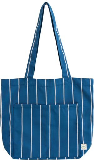 Outdoor Market Tote Bag - Medium - Blue with beige stripe