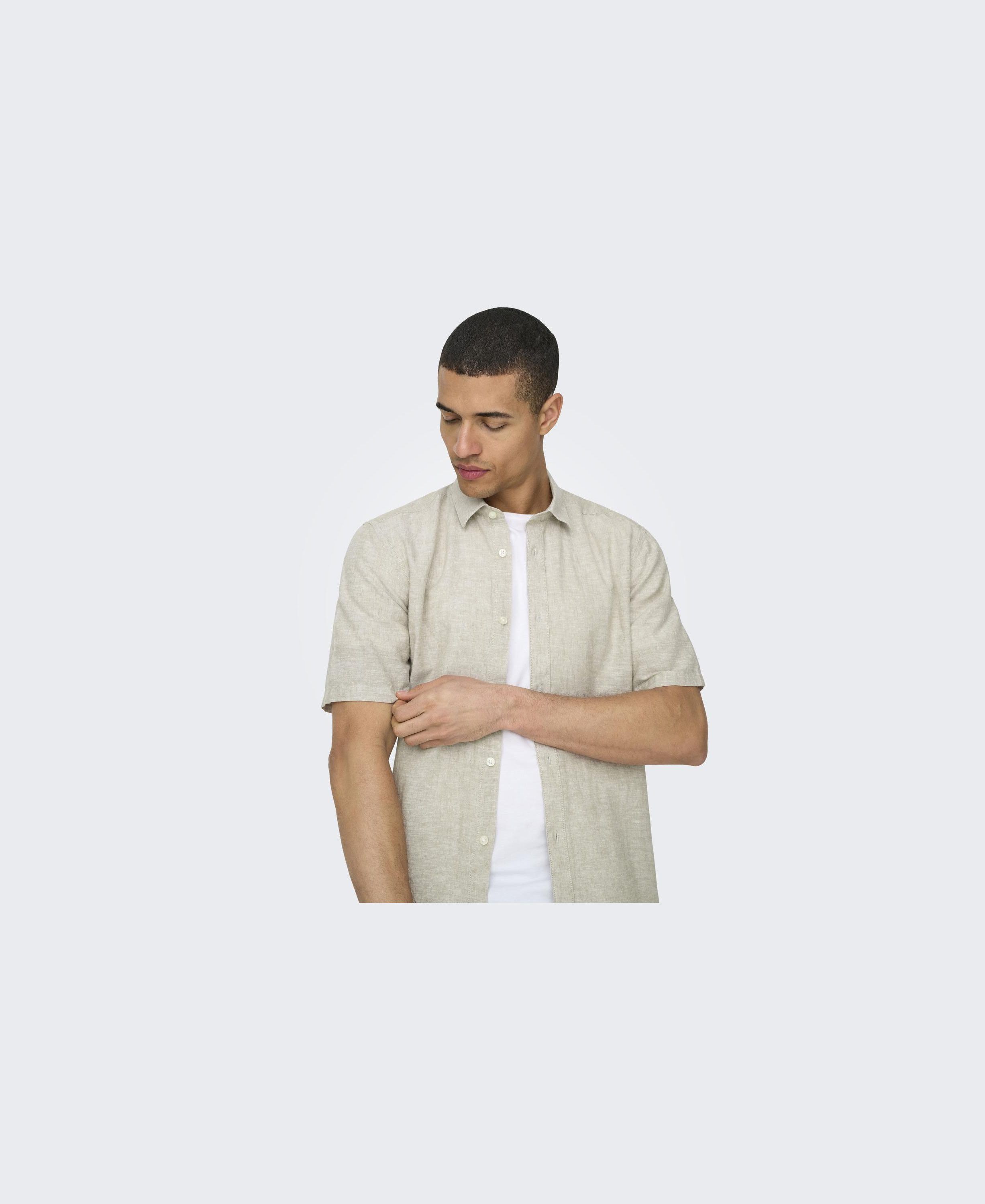 ONSCAIDEN LIFE SS SOLID LINEN SHIRT
