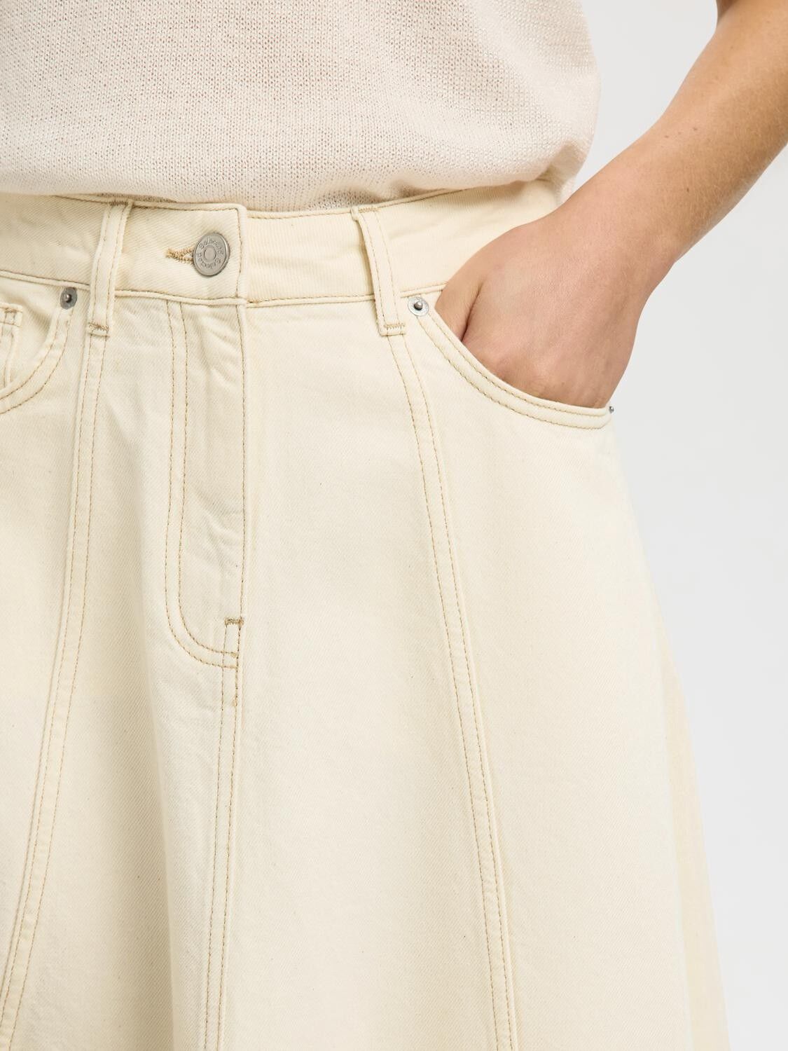 Slftenna Hw Long Denim Skirt