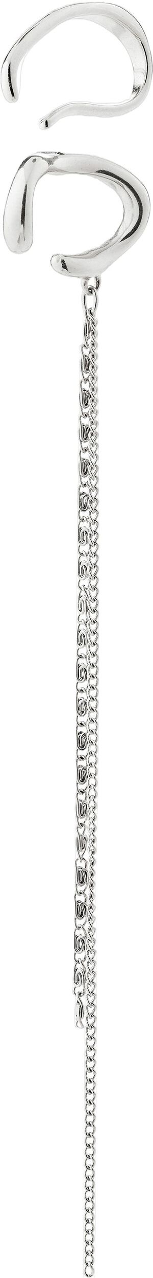 EVON ear cuff, 2-in-1 set, silver-plated