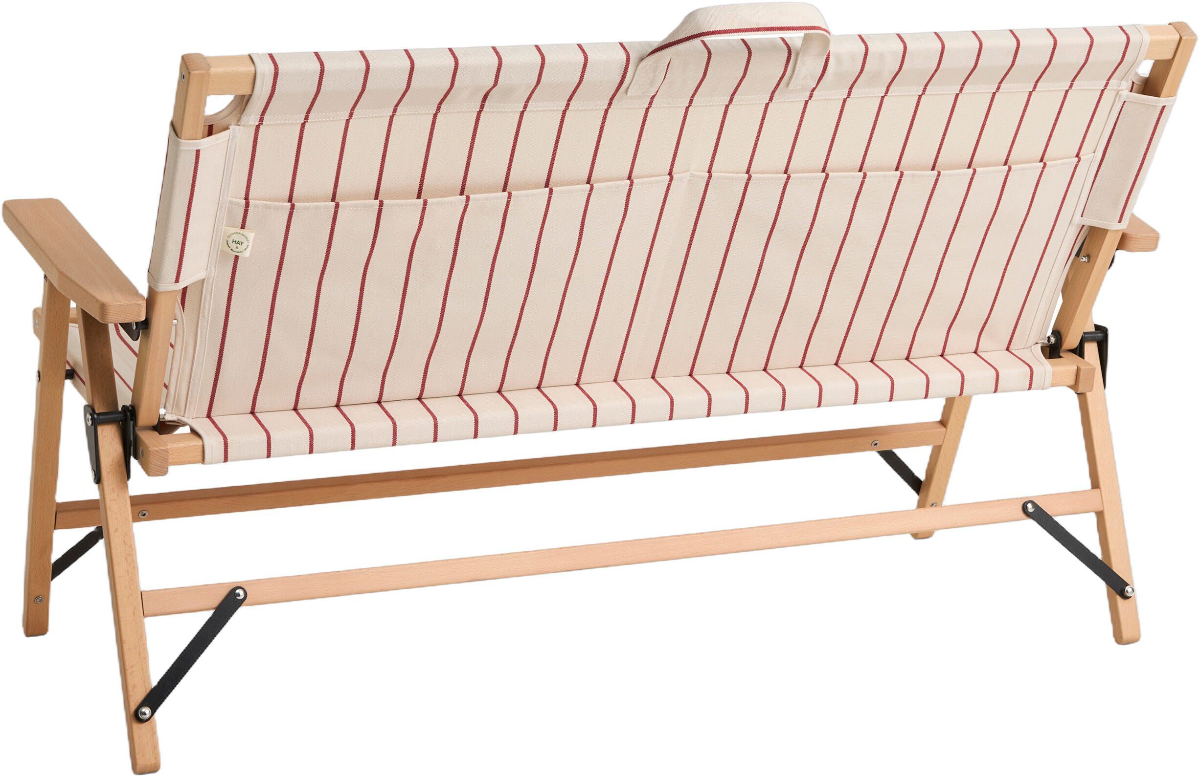 Outdoor Market Folding Sofa - Beige with red stripe -