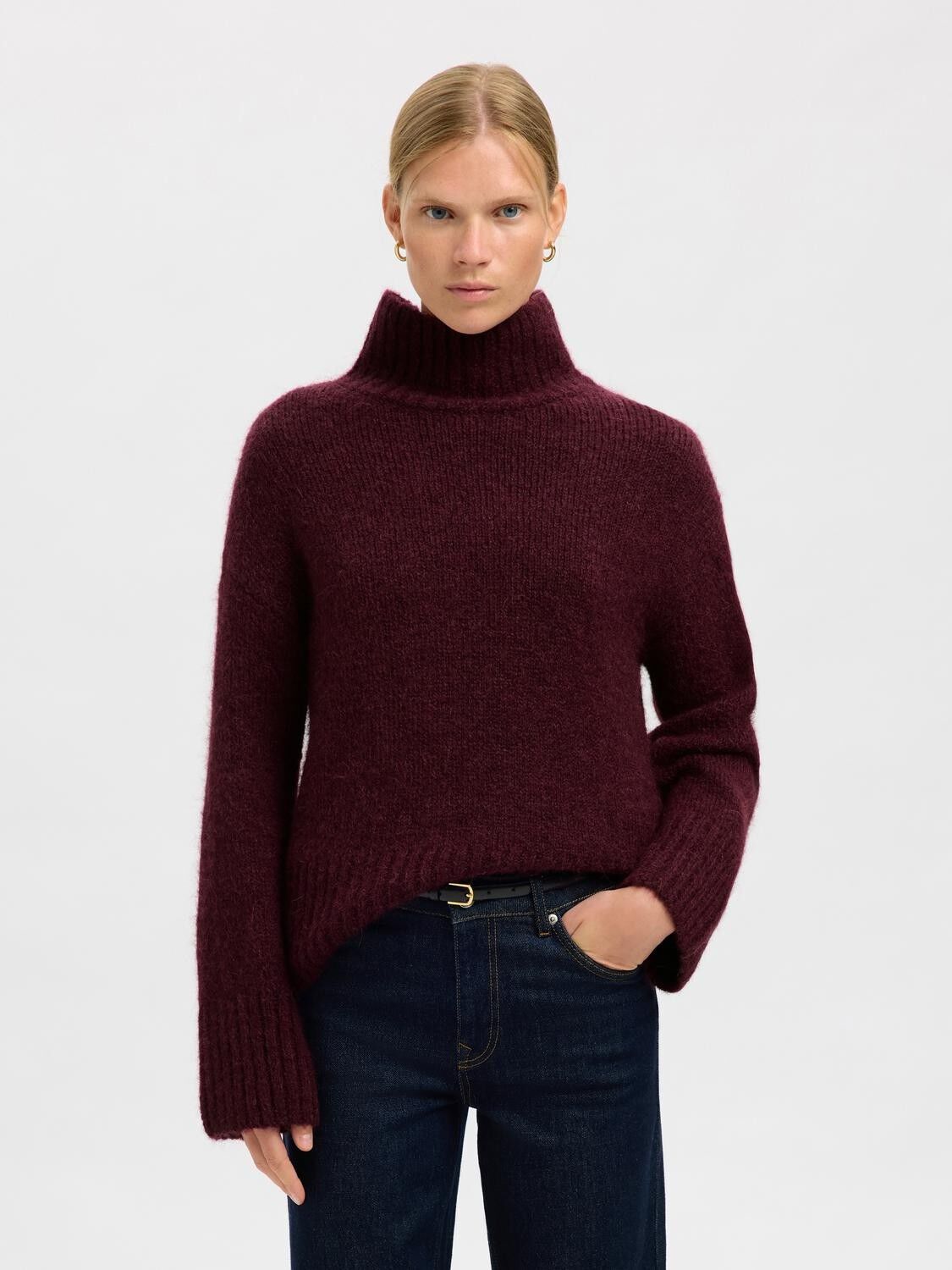 Slfgabriella Ls Knit High Neck Noos