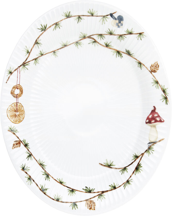 Hammershøi Christmas Ovalt bordfad 0 22,5x28,5 hvid m. deko