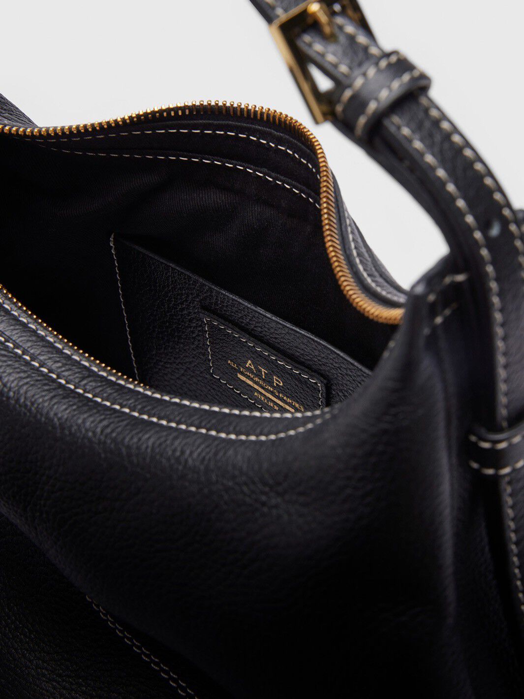 Liveri Black/Contrast Stitch Grained Calf