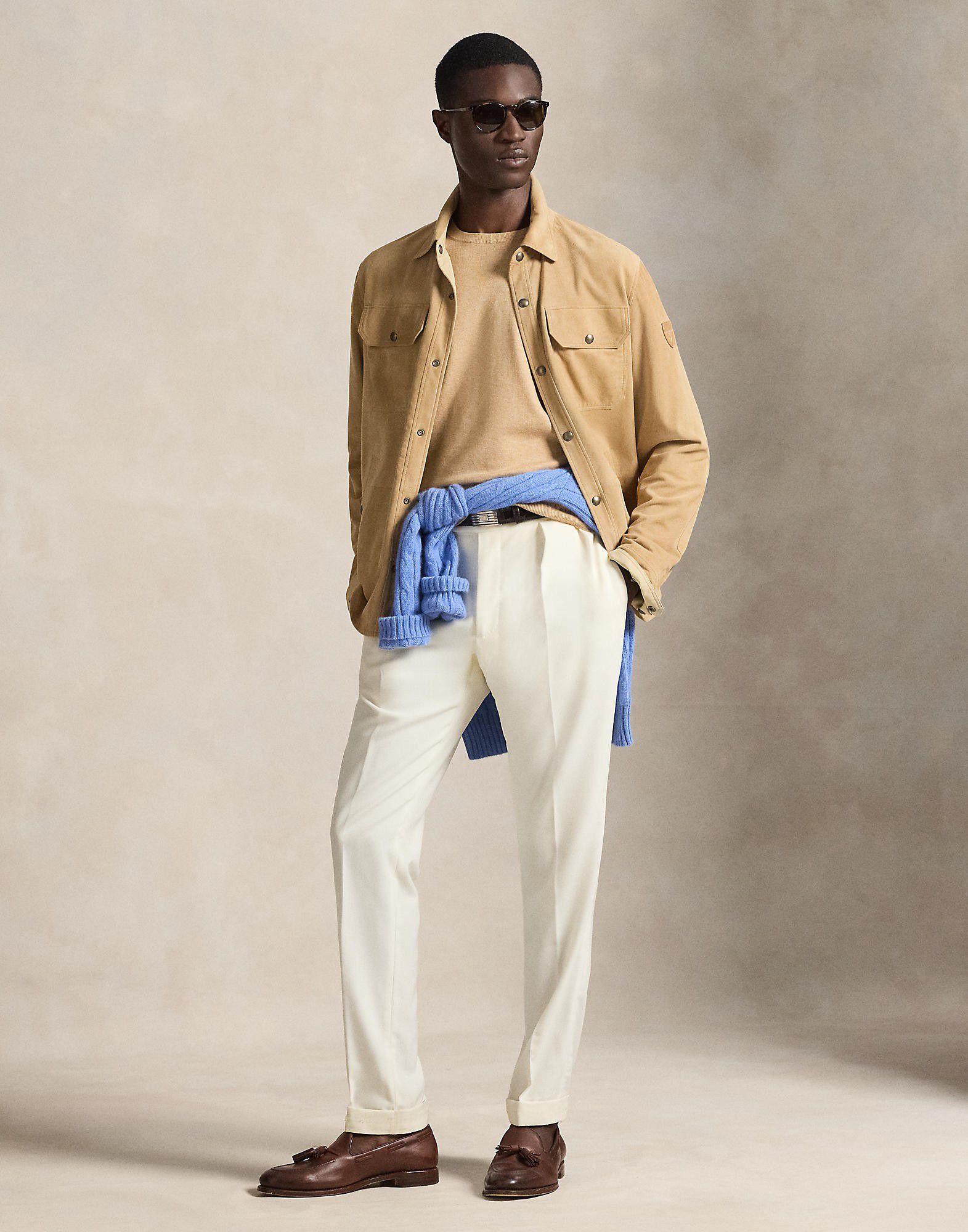 Cotton Crewneck Short-Sleeve Sweater