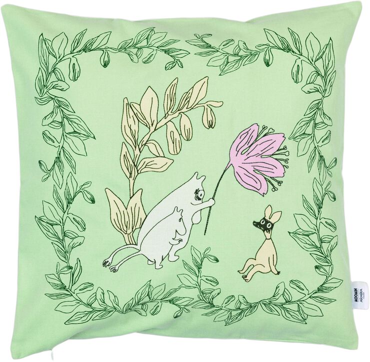 Moomin Arabia 50x50cm pudebetræk grøn GOTS