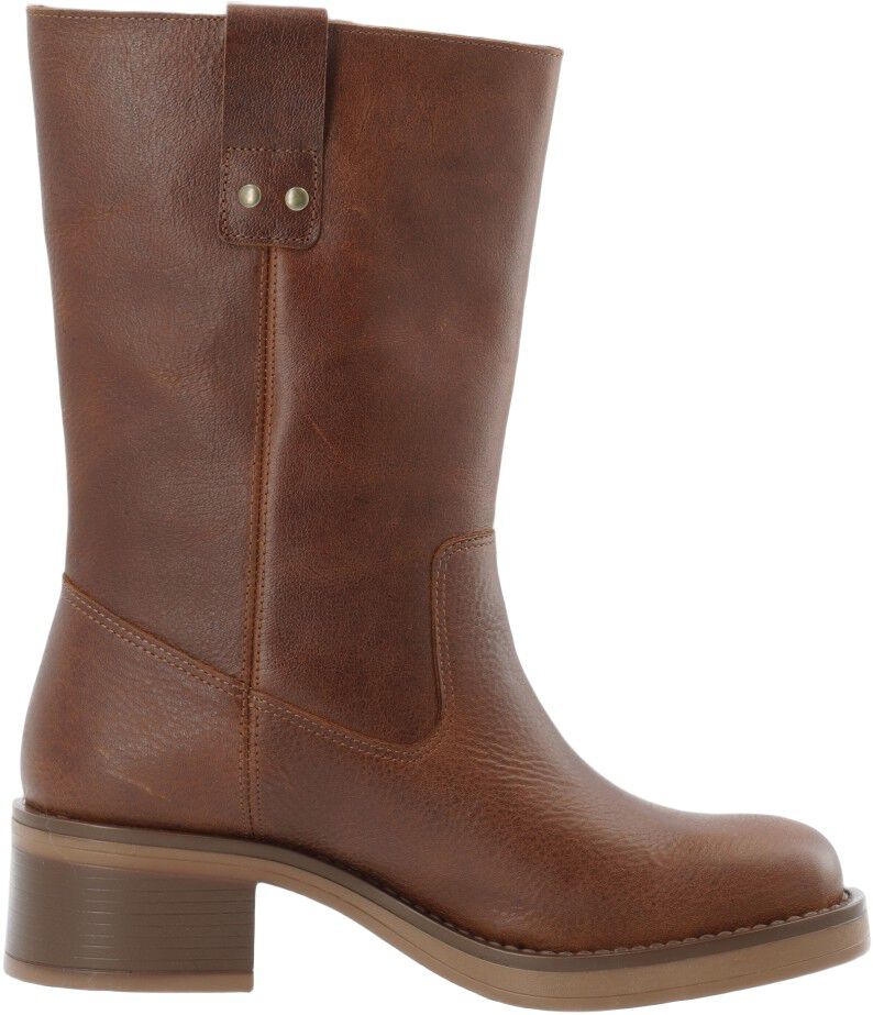 BIAMARY Mid Pull On Boot Pull Up Leather