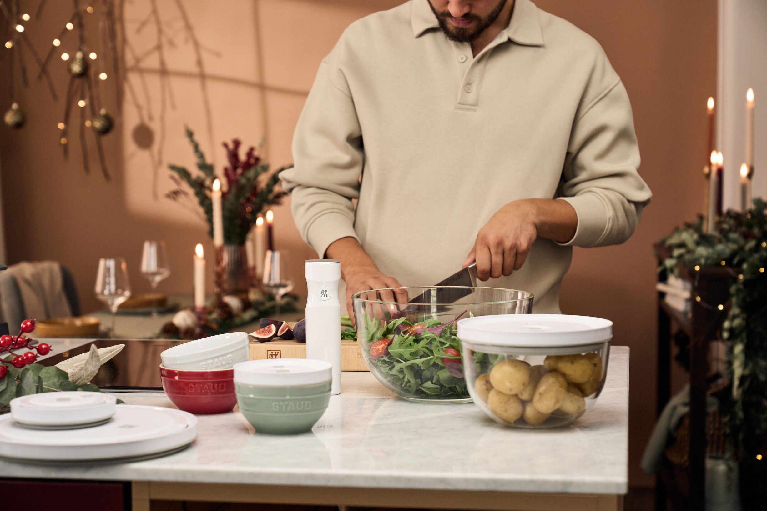 Fresh & Save BOWLS Vakuumsk&aring;l M / 19 cm, Glas, Gennemsigtig