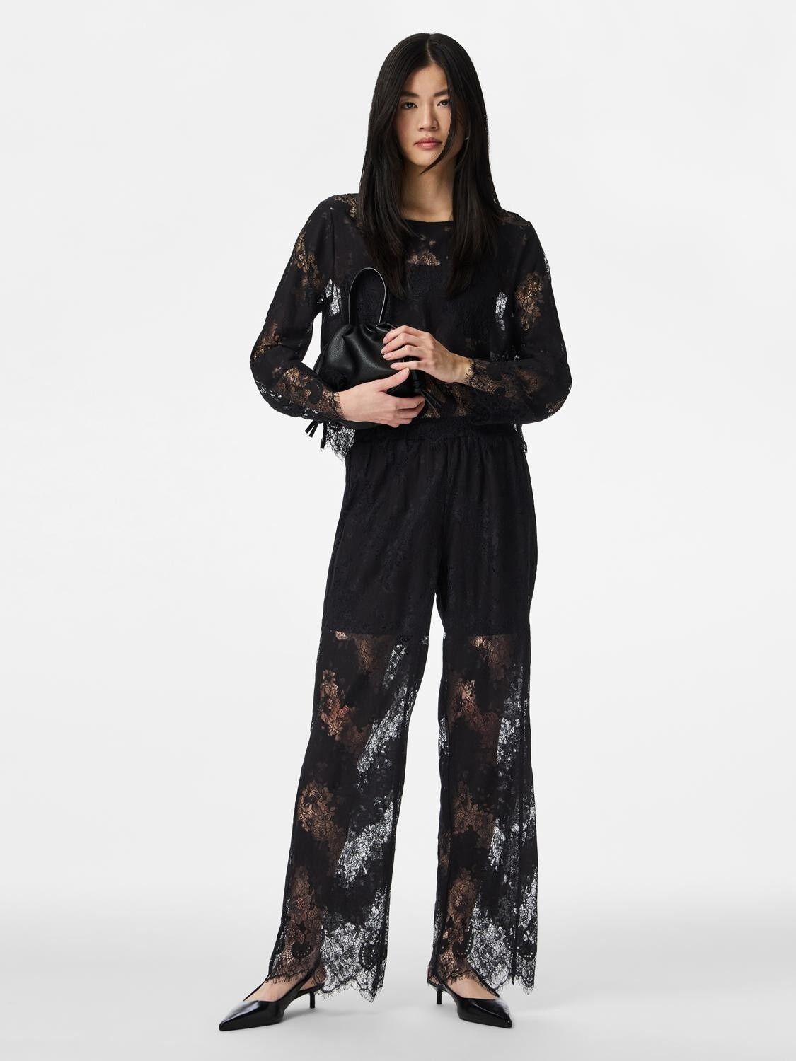 PCRINNE HW STRAIGHT LACE PANTS WVN