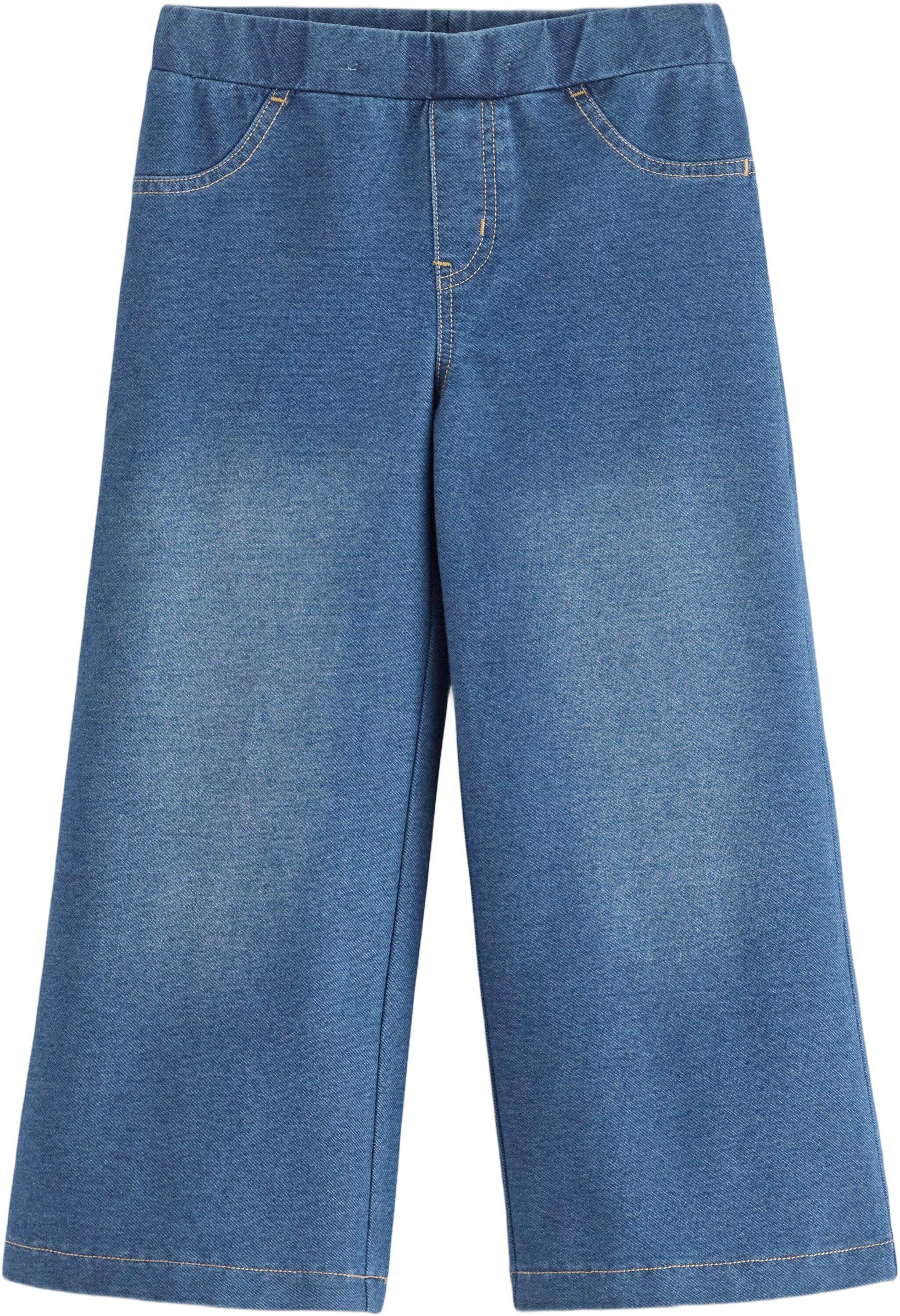 Mjuk byxa i denimtrik&aring; med vida be