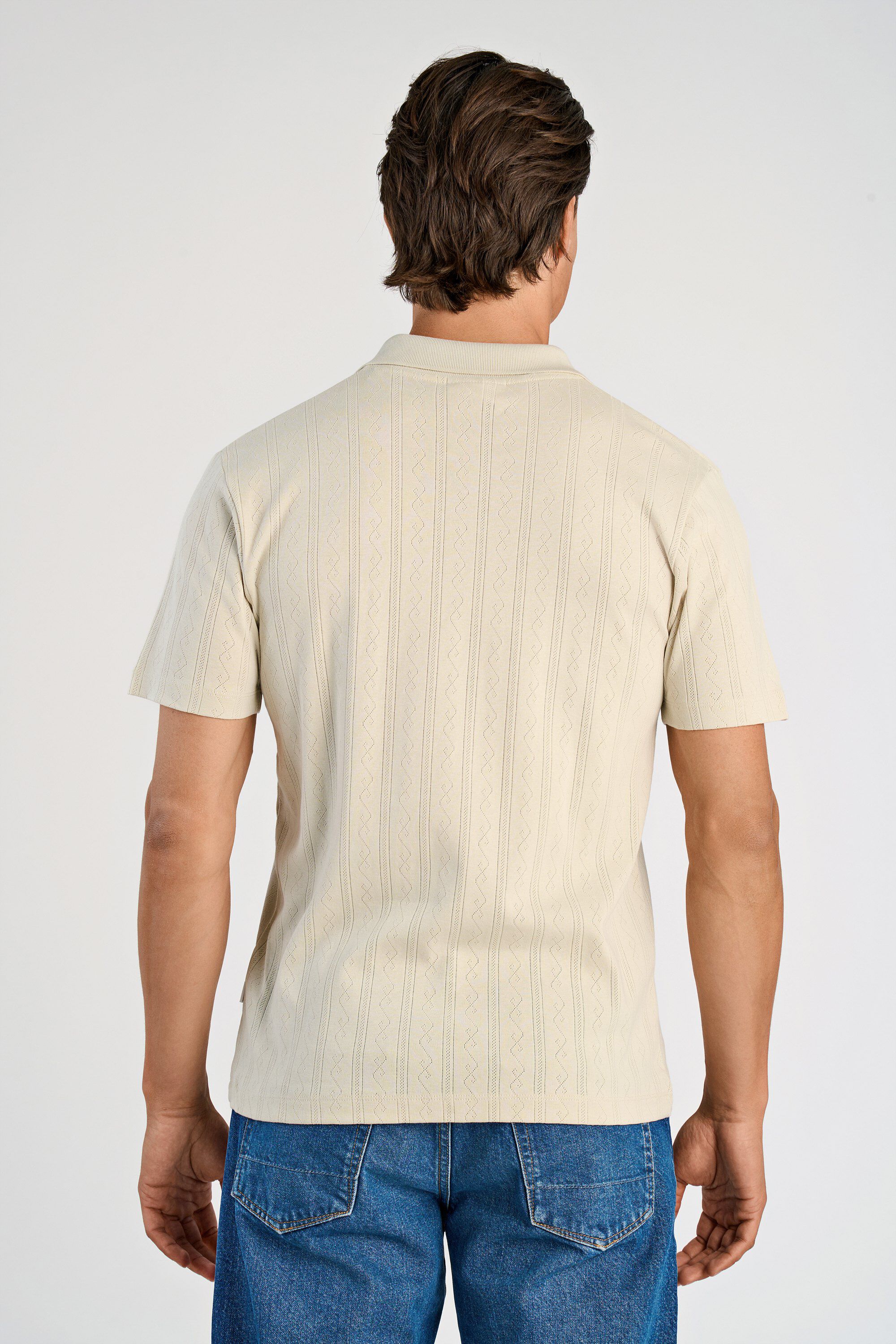 Jacquard v-neck polo S/S