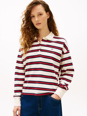 1985 Relaxed Fit Stripe Long Sleeve Polo Shirt