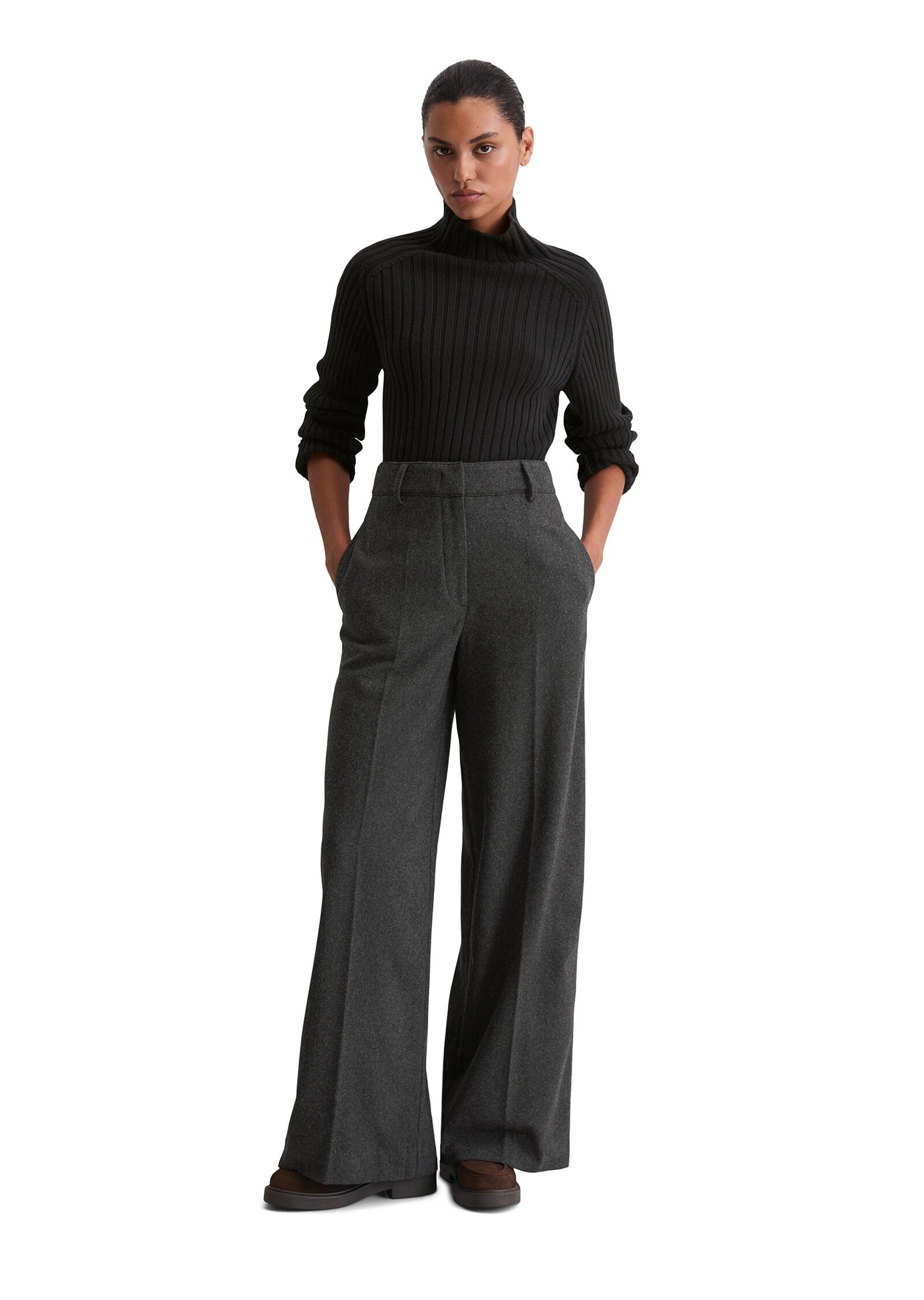 Pants, wide leg, tailored, zip fly