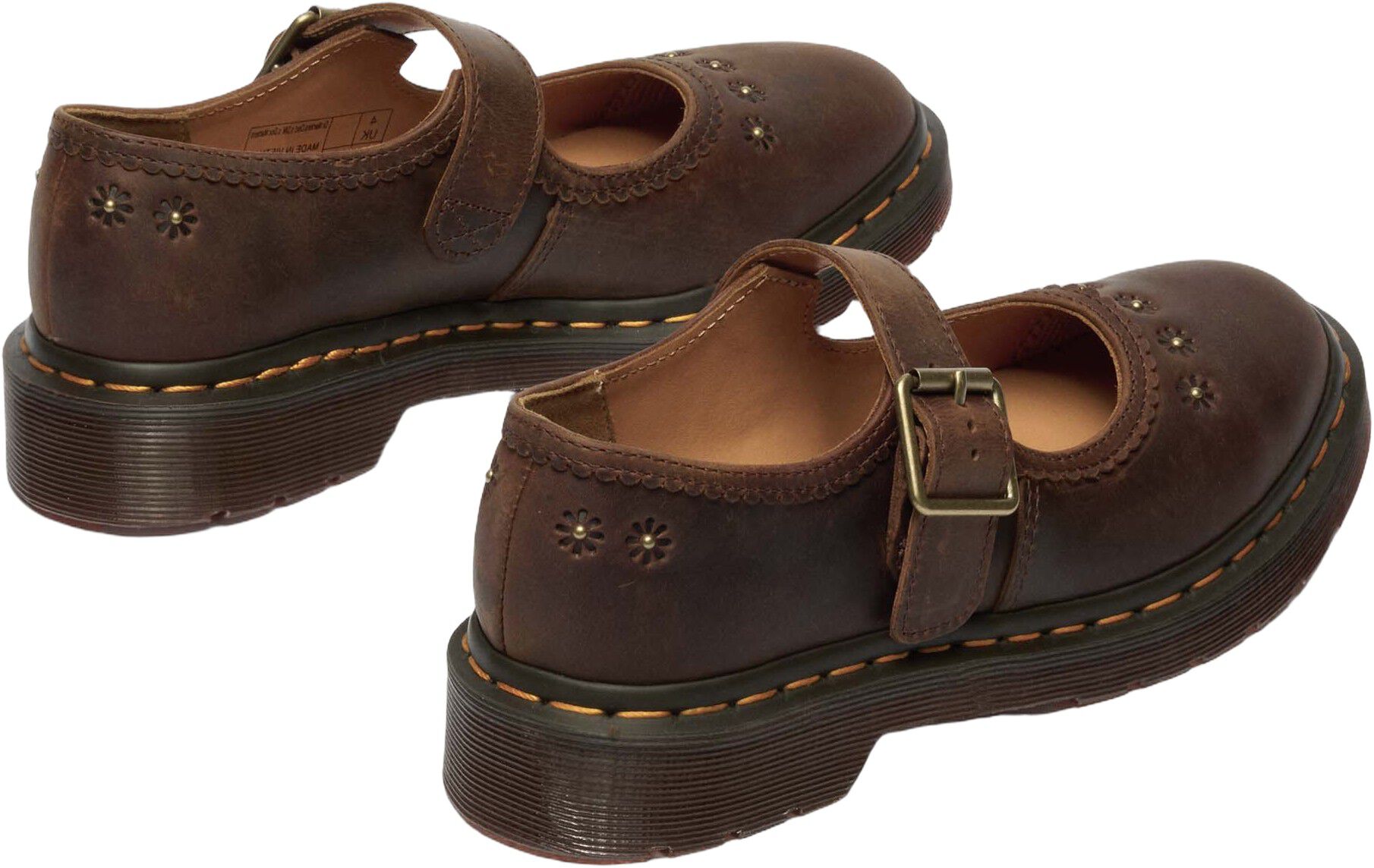 Mary Jane Flower Dark Brown Crazy Horse