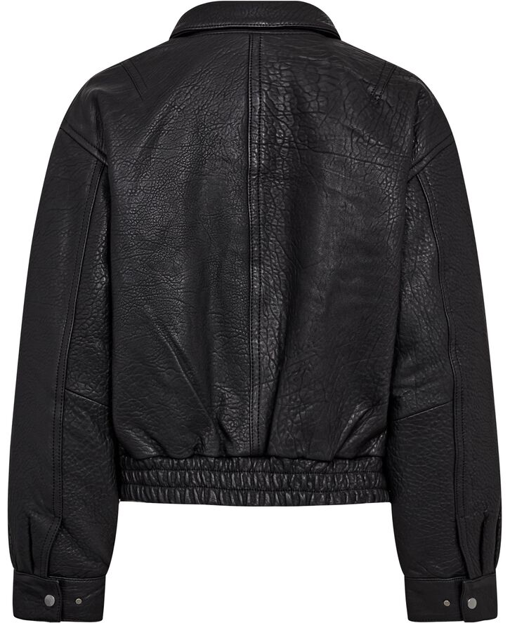 Beam Bomber Jacket Grainy Black Leather-38