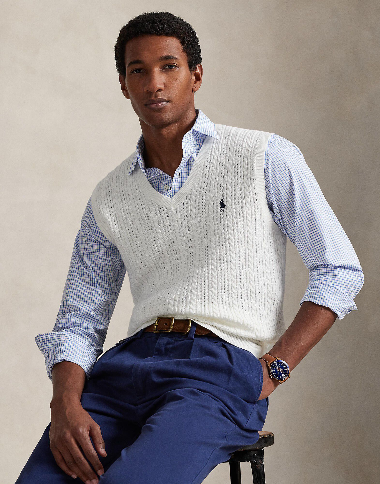 Cable-Knit Cotton Sweater Vest