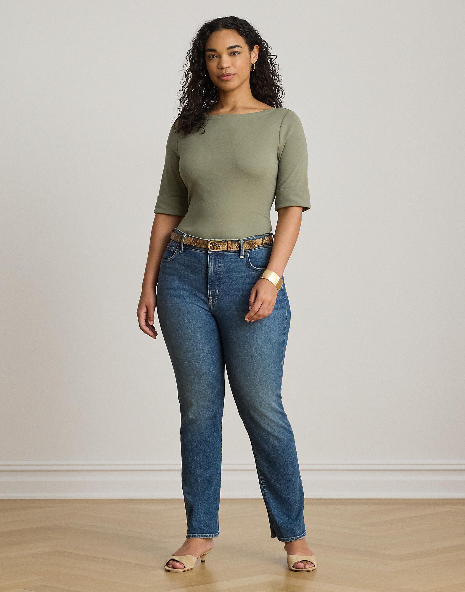 Stretch Cotton Boatneck Tee