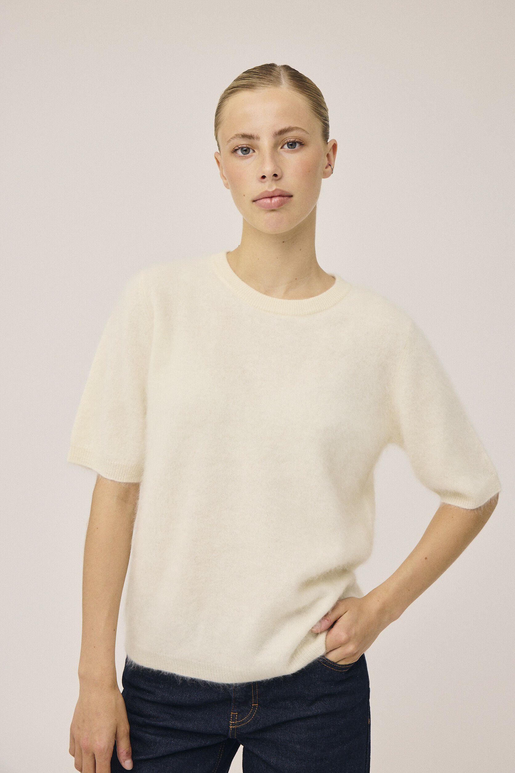 Geneve 1 Kort&aelig;rmede strikbluse - 100% Cashmere