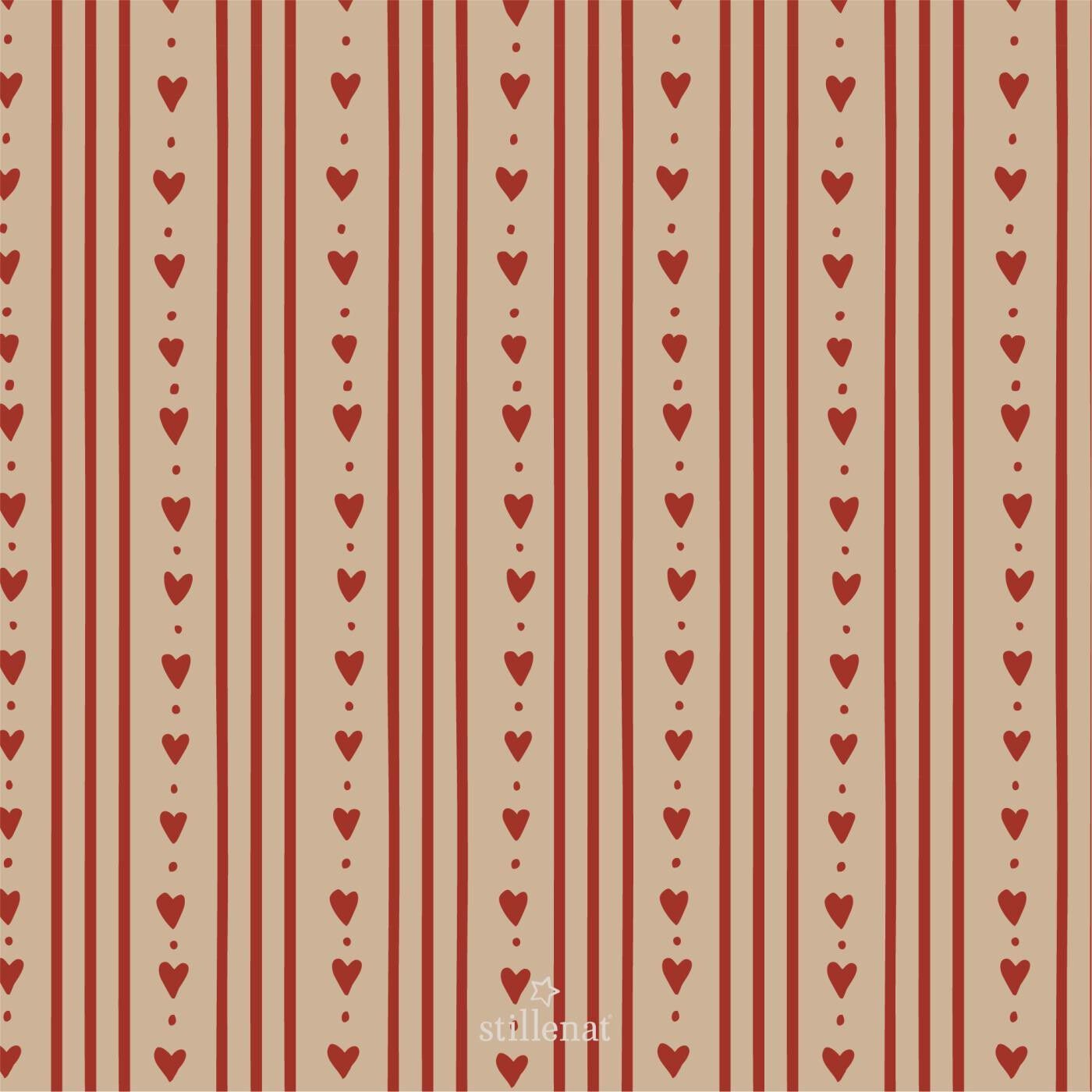 Serviet 16,5x16,5 cm hjerter og striber