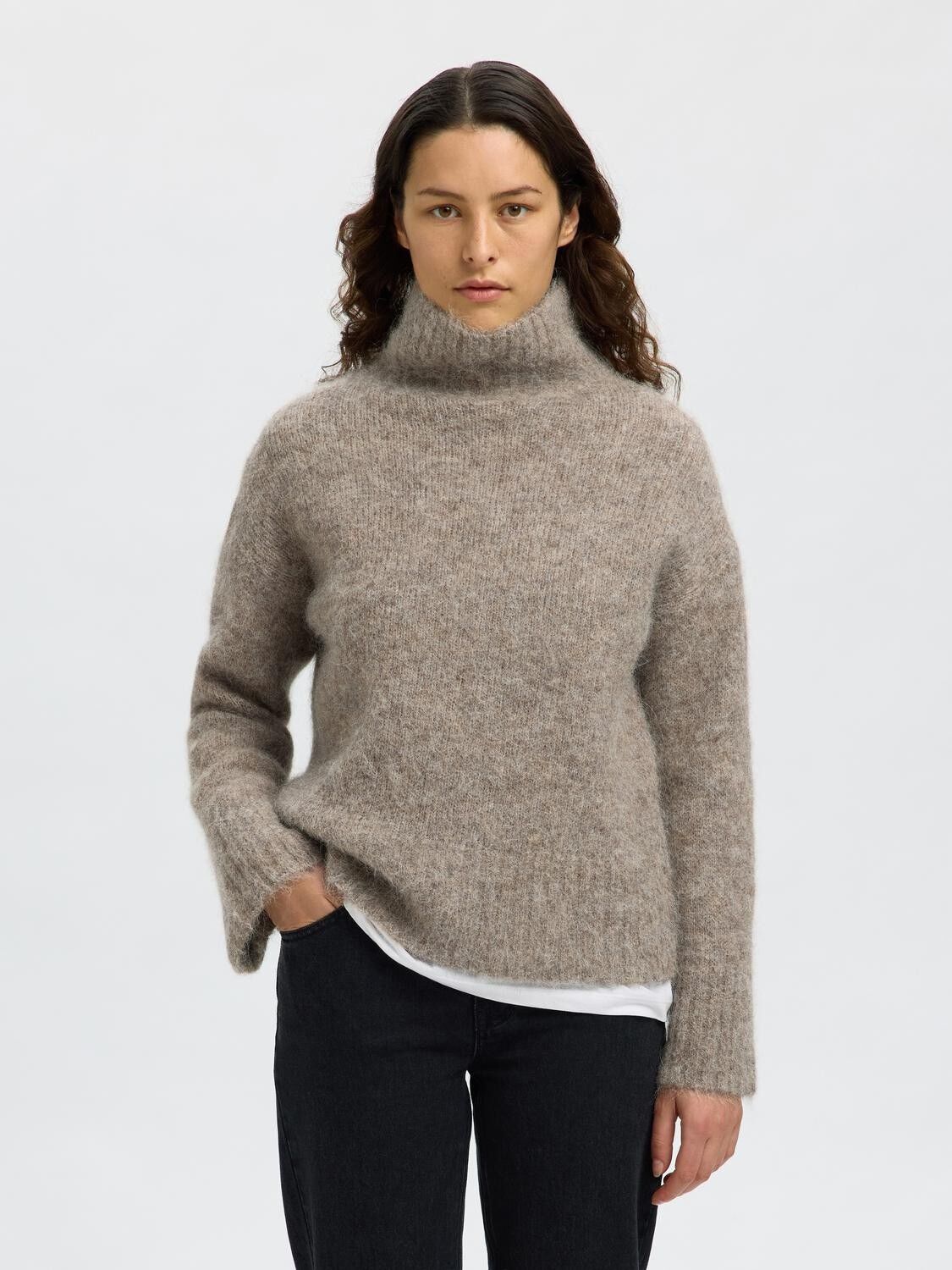 Slfgabriella Ls Knit High Neck Noos