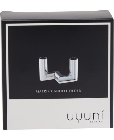 MATRIX Candle Holder - 2'arm Mini Taper - Chrome - 7,5 x 4,5 CM