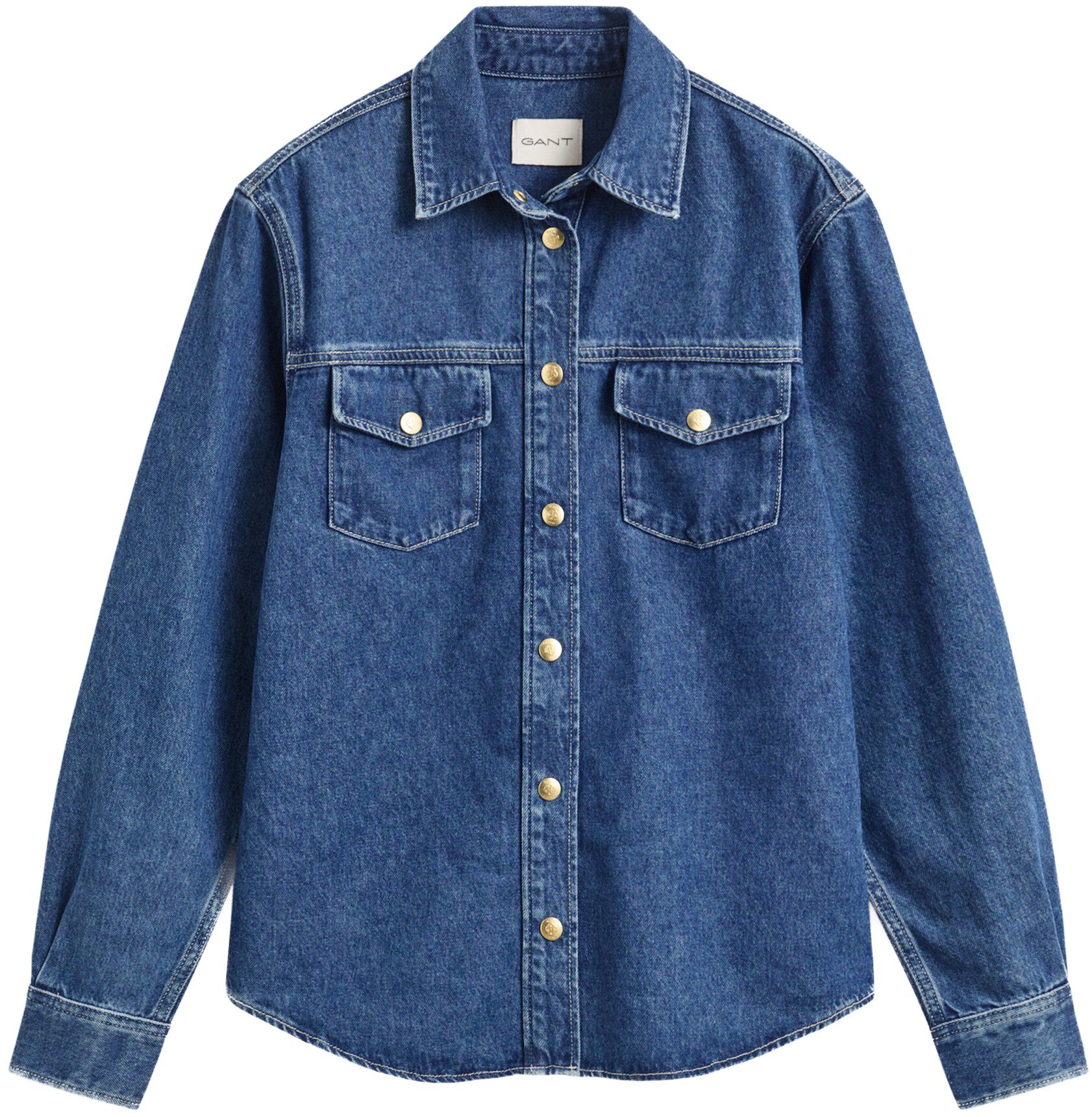 GOLD BUTTON DENIM SHIRT