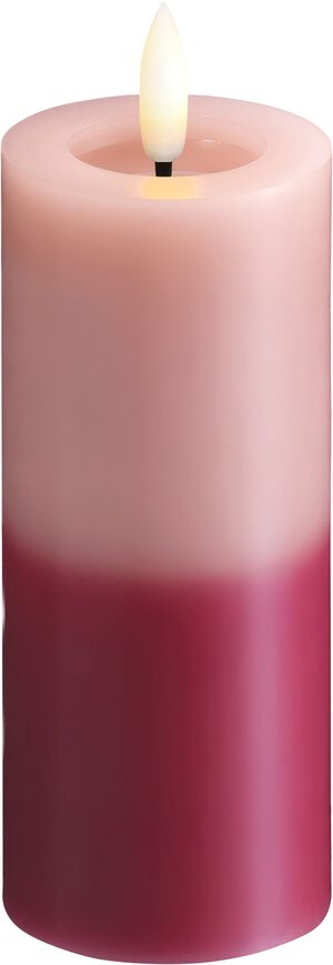 MM LED pillar candle, Silk, Melted, Multi-colour rose, 49x125 mm