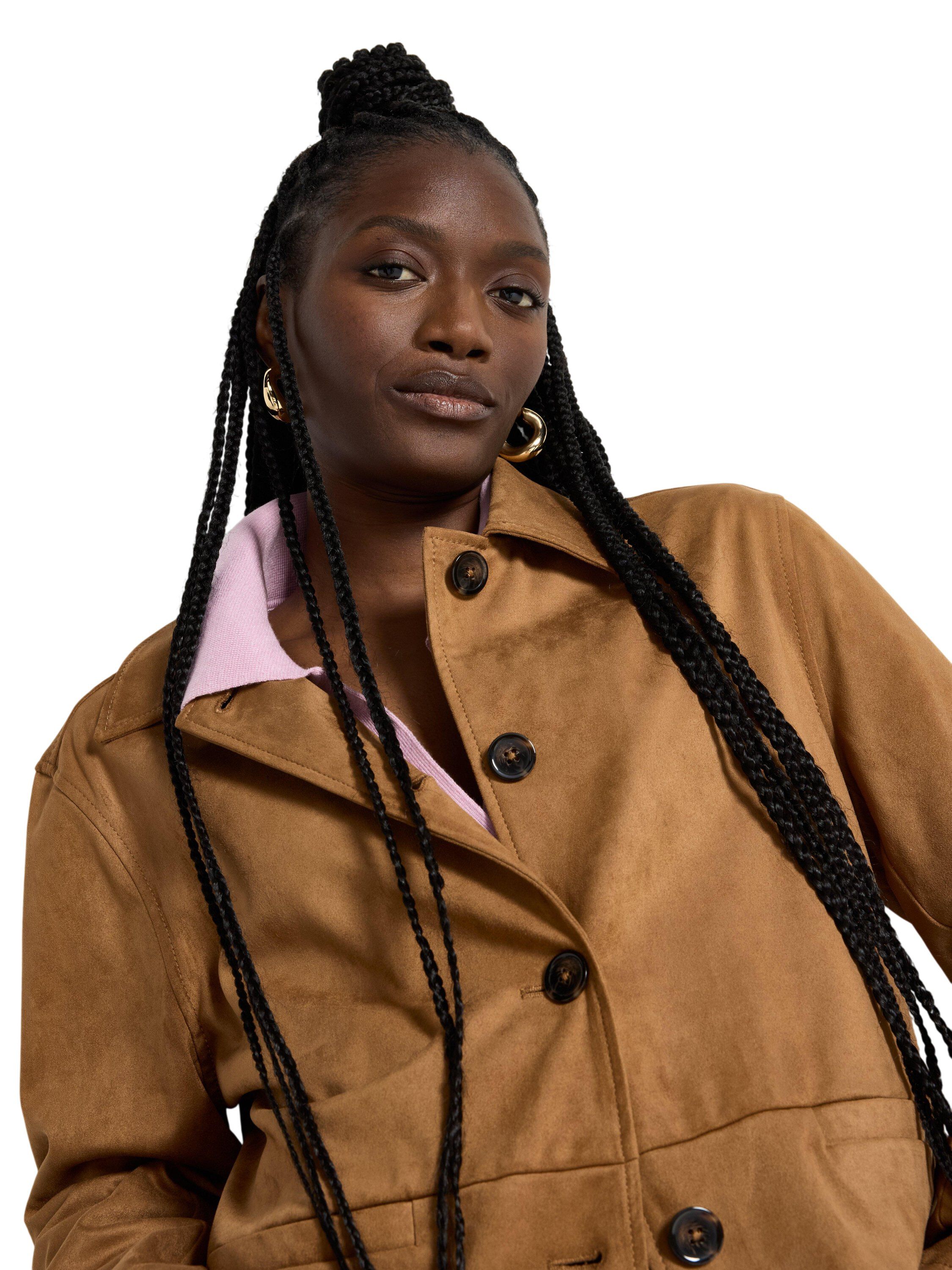 Jacket in imitation suede with butt