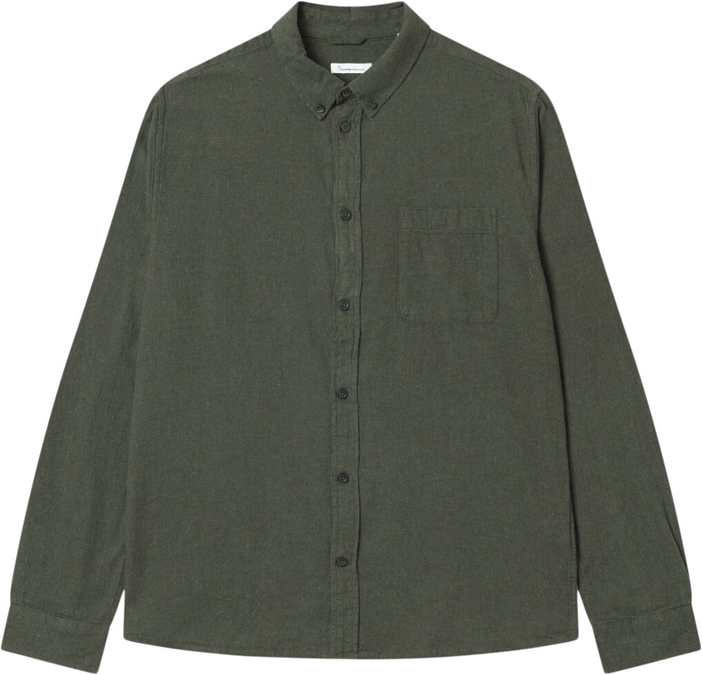 Regular fit melang&eacute; flannel shirt - GOTS/Vegan