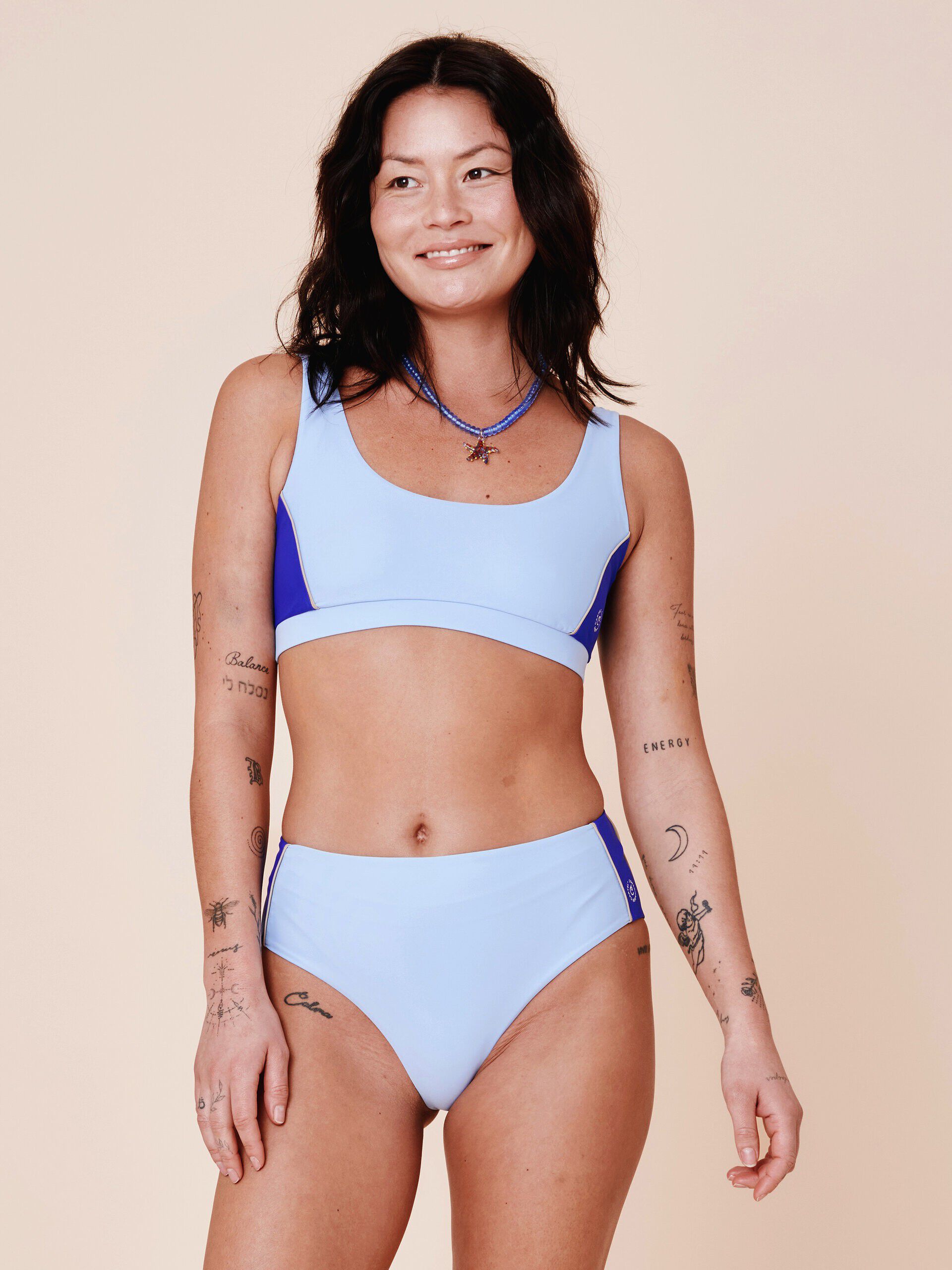 Agung Colorblock sporty bikini top - Nero