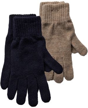 3920 2 Pack Knitted Gloves Navy Beige