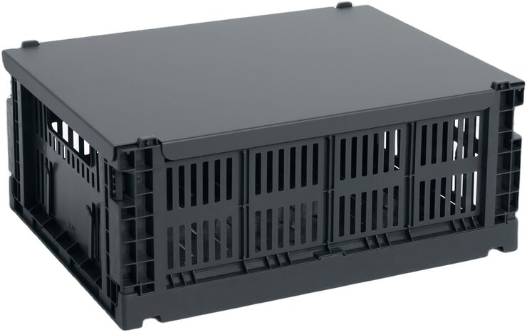 HAY Colour Crate Lid Metal-Medium-Charcoal