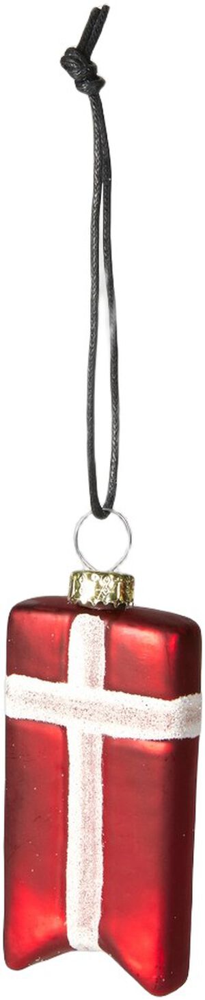 Julekugle flag 3,5x1,5x7cm glas