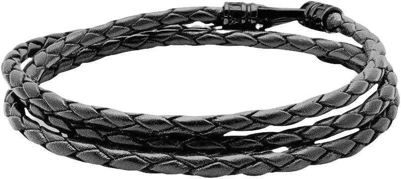 Men's Grey Metallic Wrap Around Leather Bracelet
