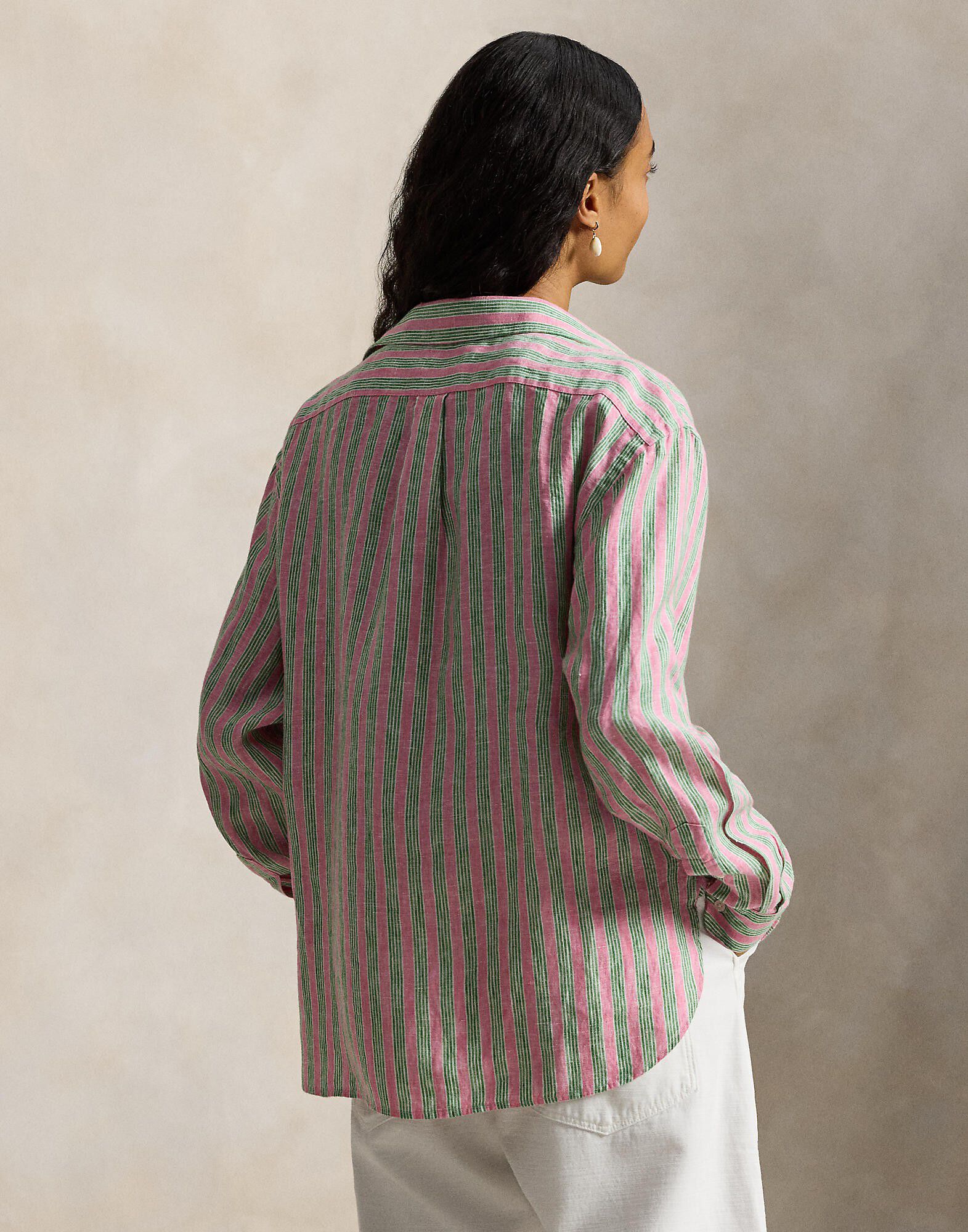 Wide Cropped Gingham Linen Shirt