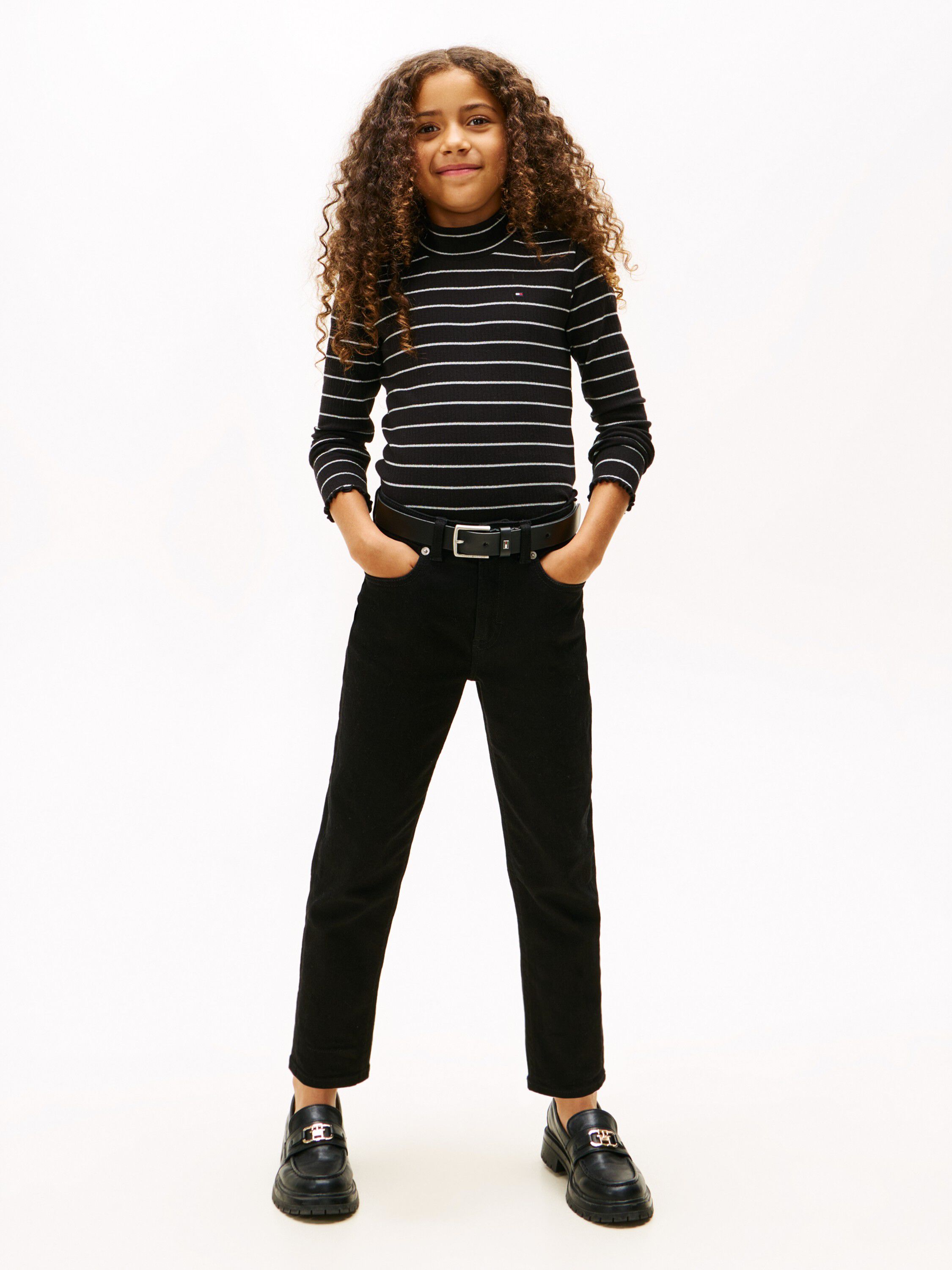 SPARKLE STRIPE MOCK NECK L/S