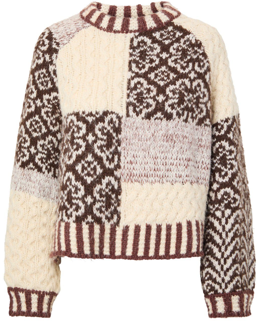 Pcfusion Ls O-Neck Colorblock Knit Bc