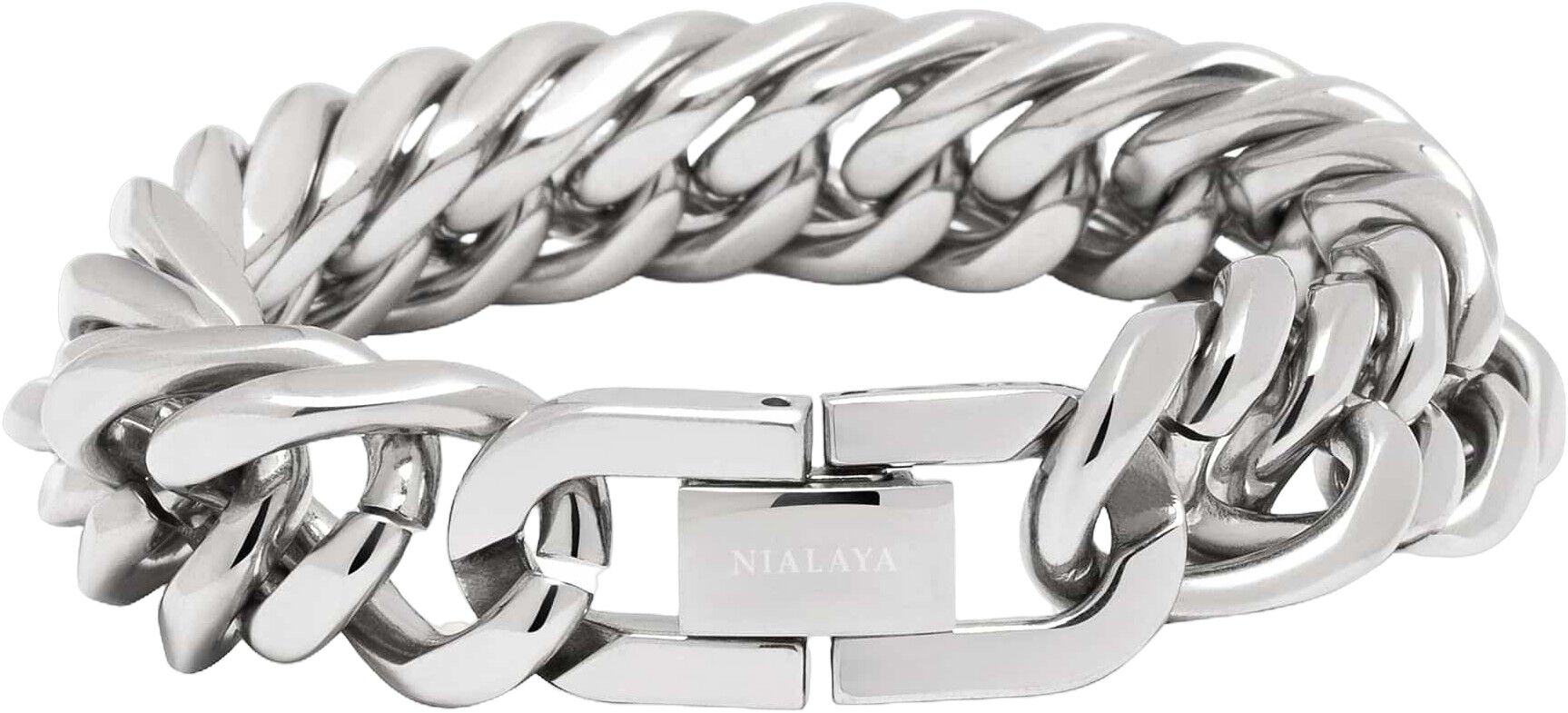 Silver Chunky Cuban Chain Bracelet