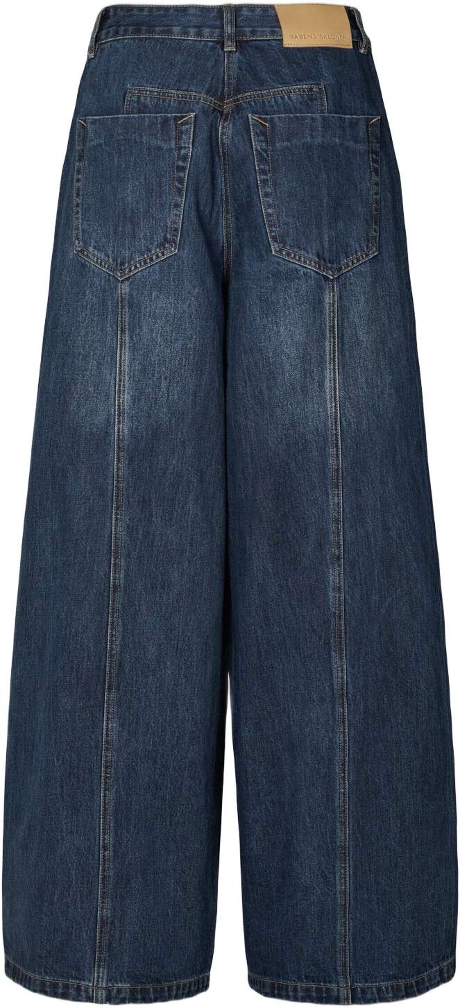 Patchwork denim wide leg pants - La