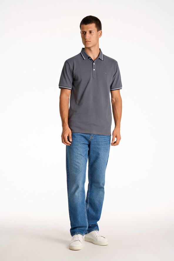 Polo shirt w. contrast piping