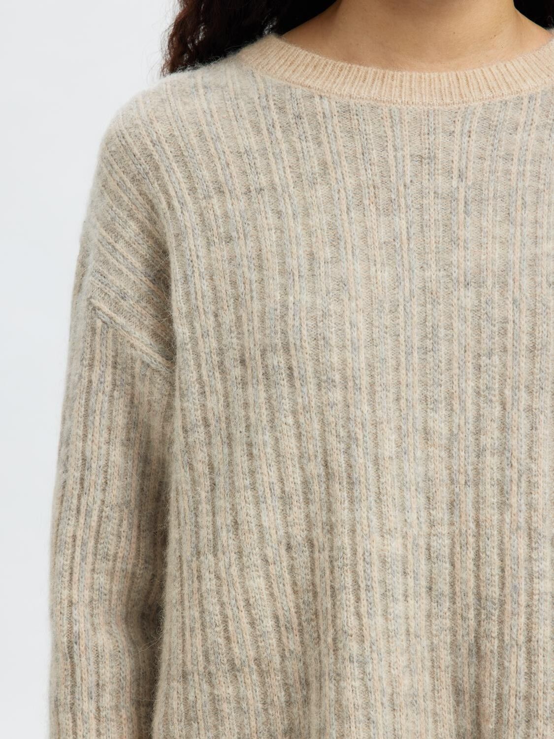 SLFALVA LS KNIT STRIPE O-NECK