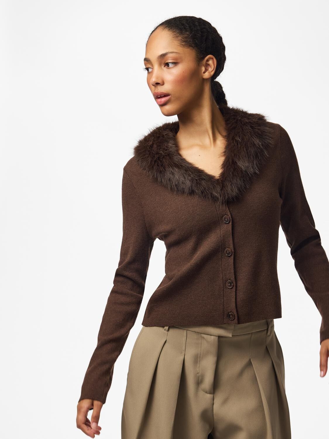 Pcsinna Ls V-Neck Fluf Knit Cardigan D2D