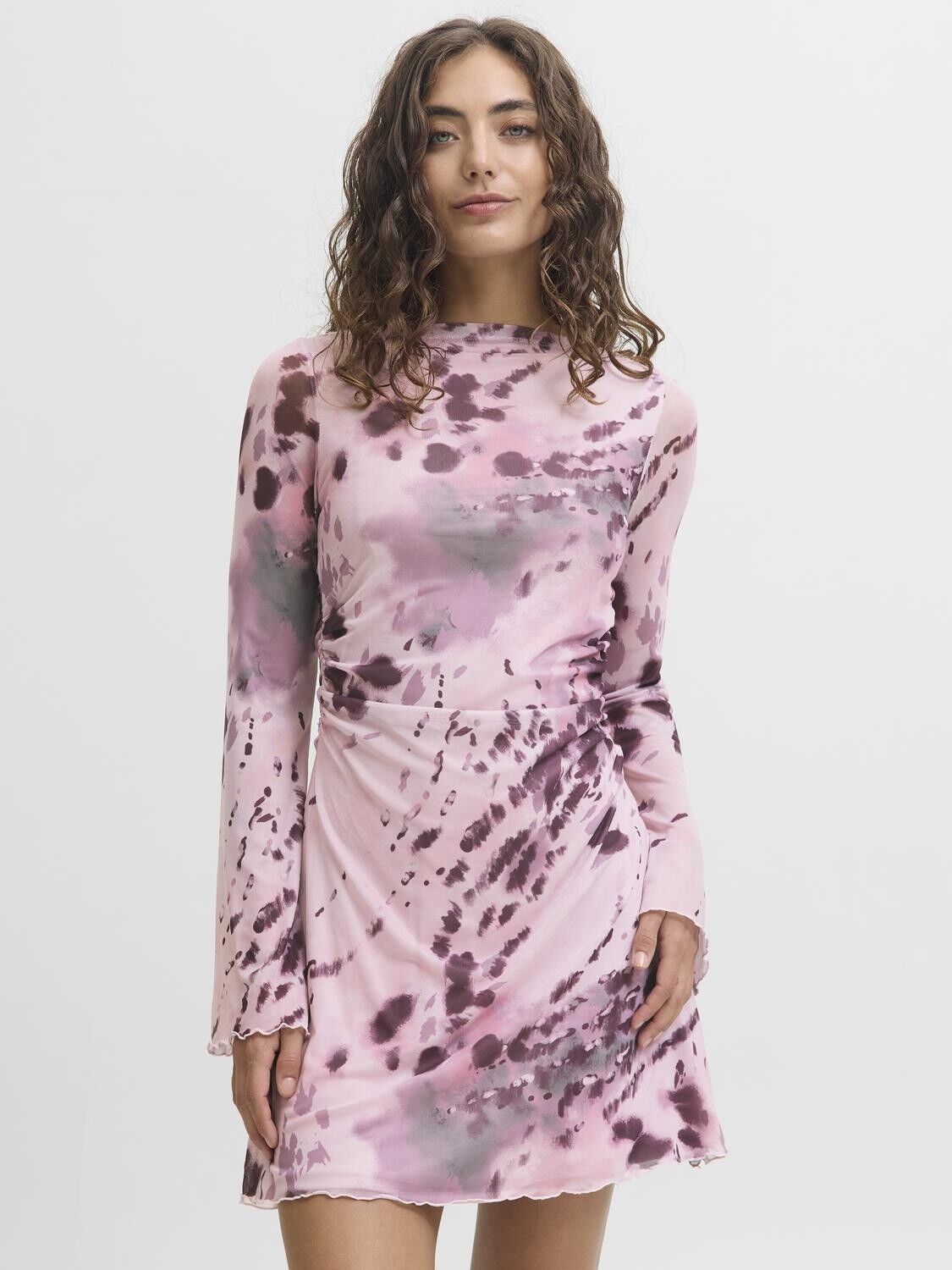 JXMINNA MESH LS DRESS WVN SN