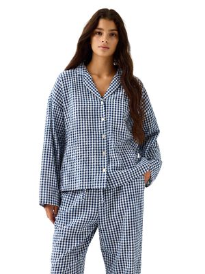 Pyjama shirt in seersucker with lon