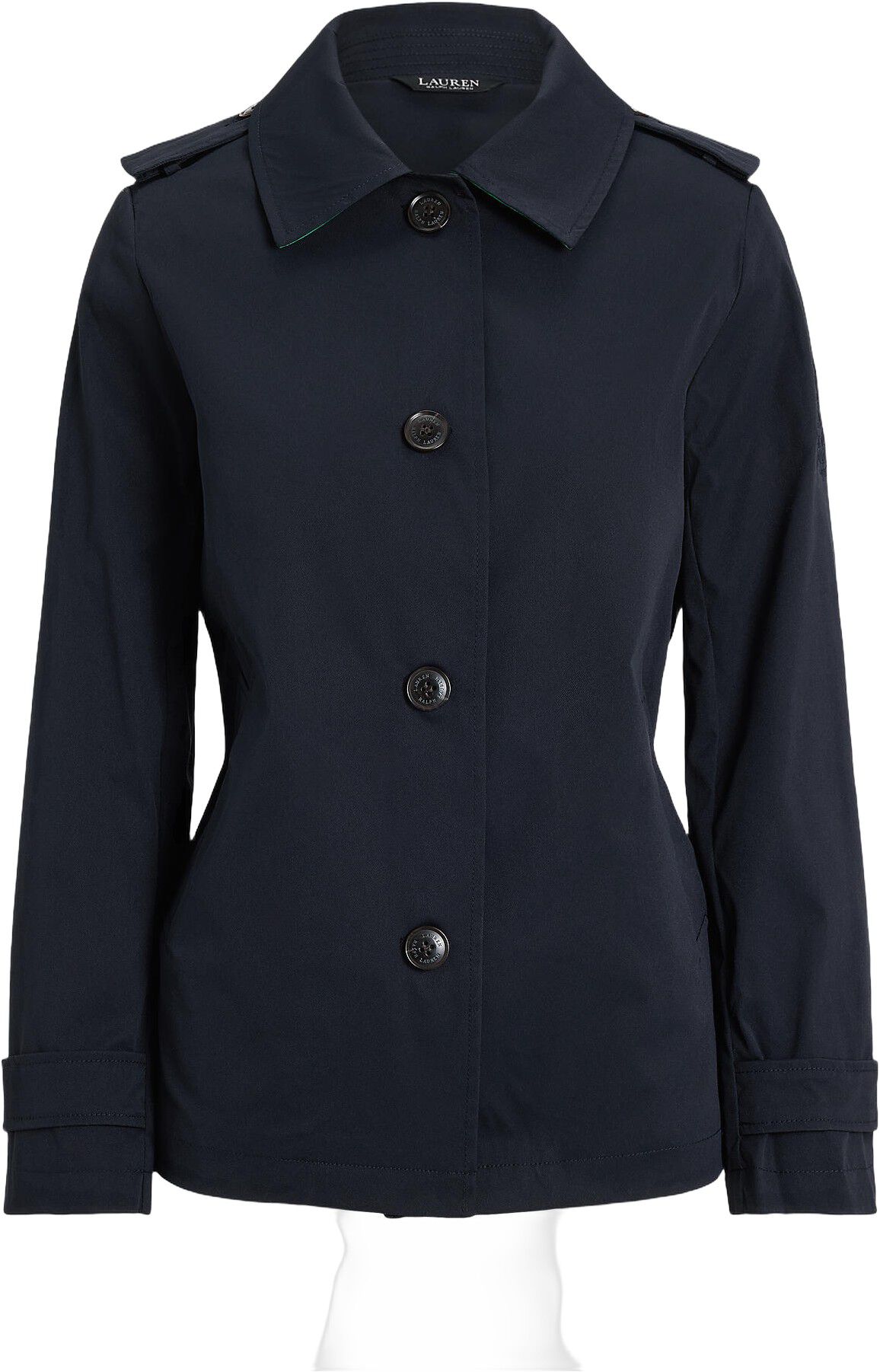 Embroidered-Crest Twill Trench Coat