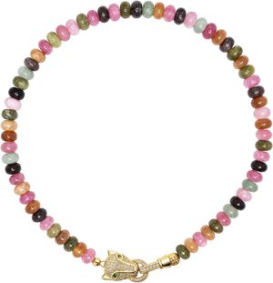 Women's Mixed Gemstone Choker with Panther Head