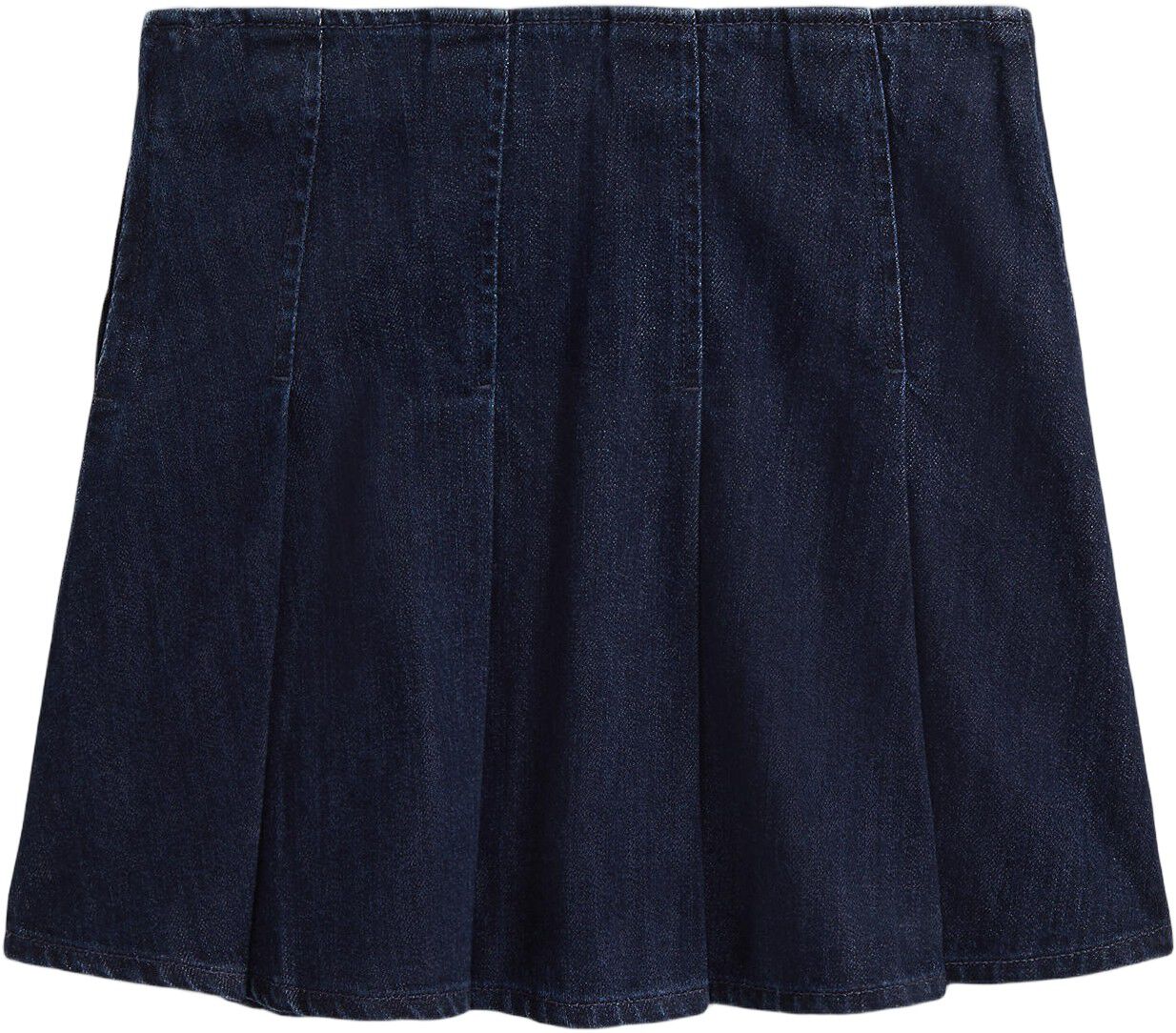 Pleated Cotton Denim Skirt
