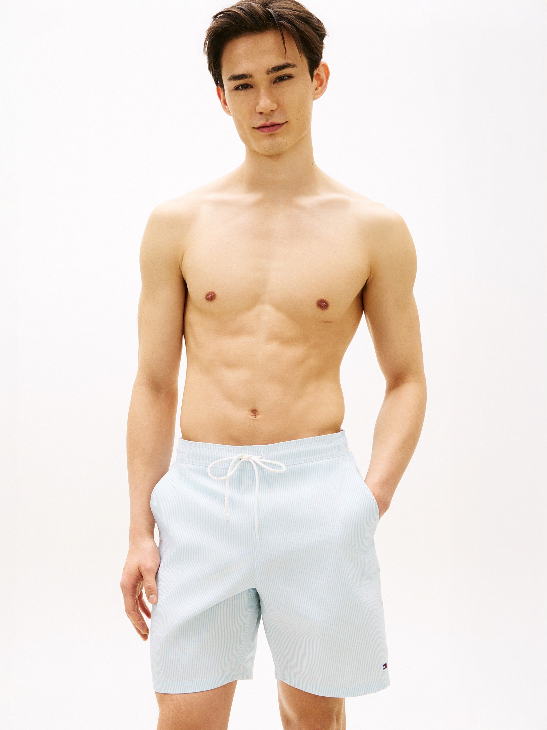 Essential Ithaca Stripe Long Length Swim Shorts